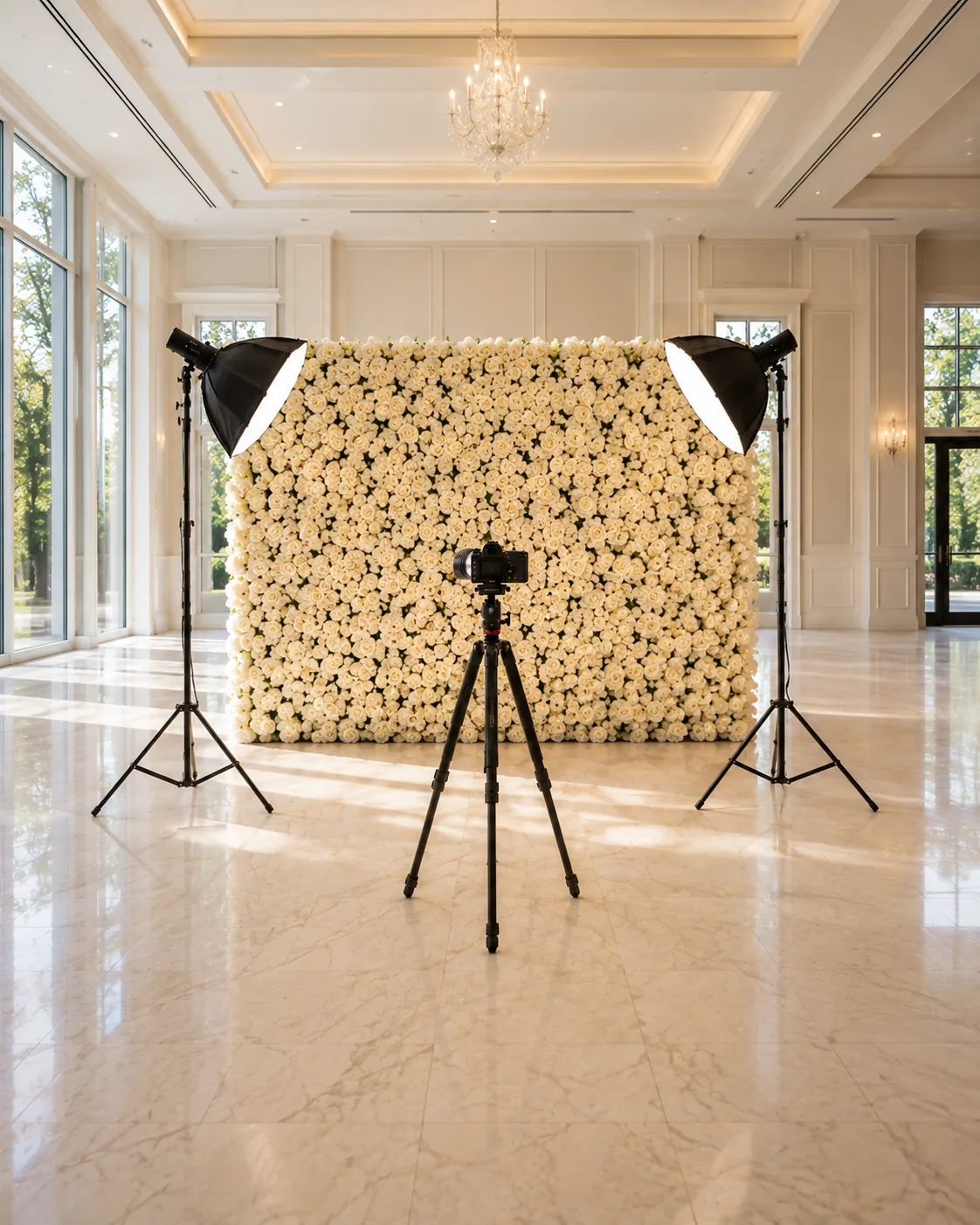 The Fun Frame Portrait Station with studio lighting on a clean white background