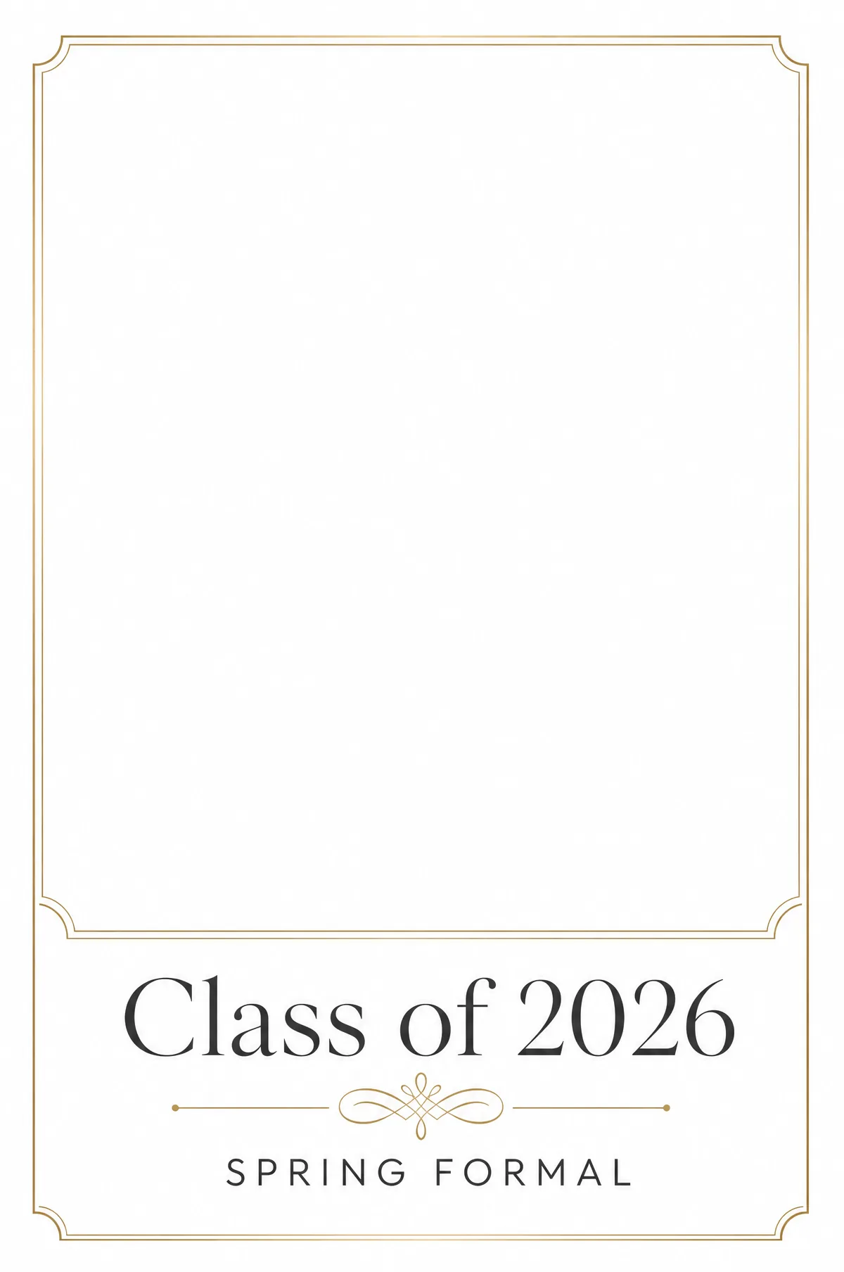 Original Fun Frame school keepsake 4x6 print template with a champagne gold border, class year and event name