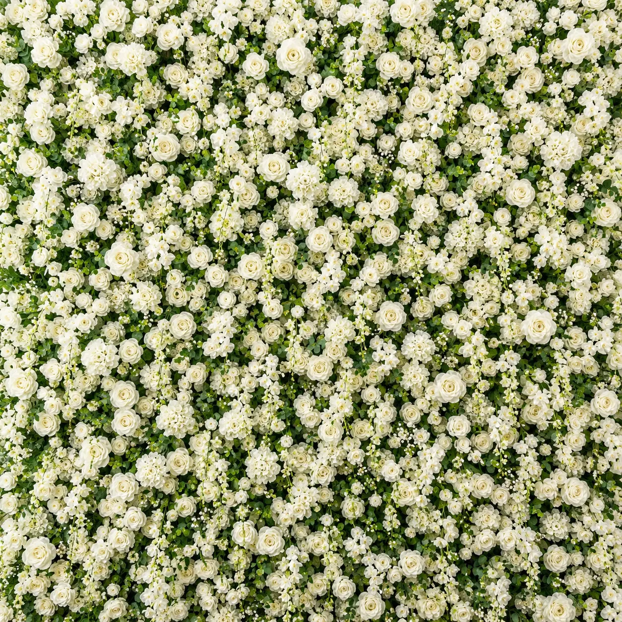 Timeless ivory flower wall styled as a backdrop at a school event